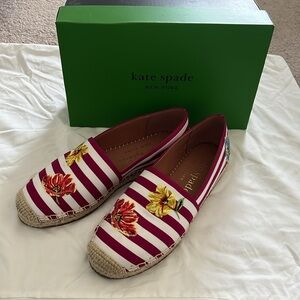 Kate Spade Red and White Floral Espadrilles